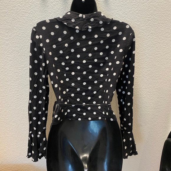 Lisa Says Gah polka dot wrap shirt SZ S - Picture 4 of 4